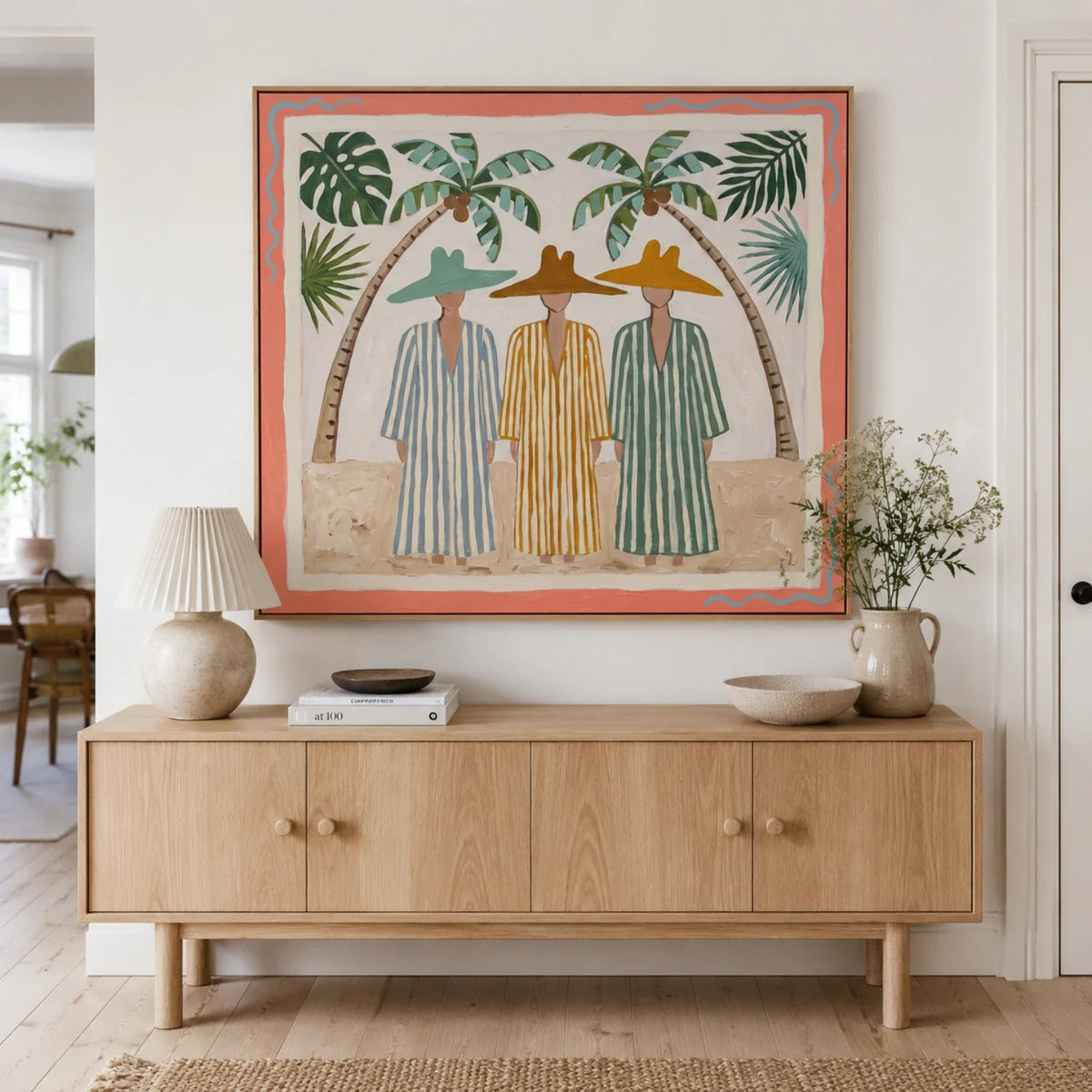Vintage Americana Art | Tropical Trio Gathering