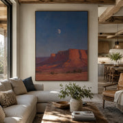 Vintage Americana Art | Moon Over the Quiet Mesa