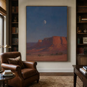 Vintage Americana Art | Moon Over the Quiet Mesa
