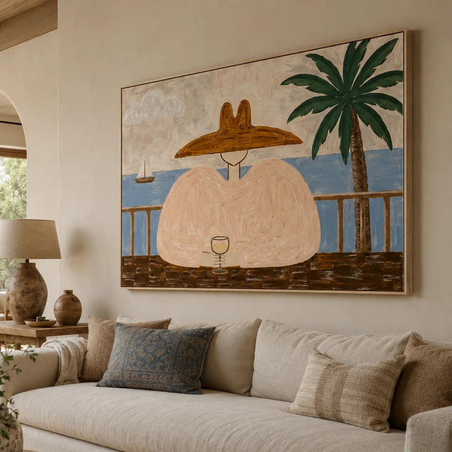 Vintage Americana Art | Seaside Wine Moment