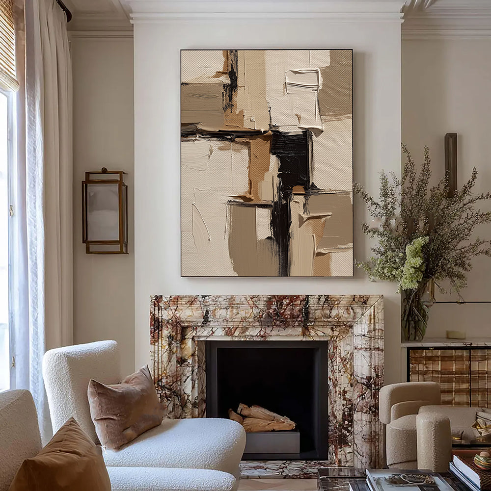 3D-Textured Art | Neutral Block Strokes