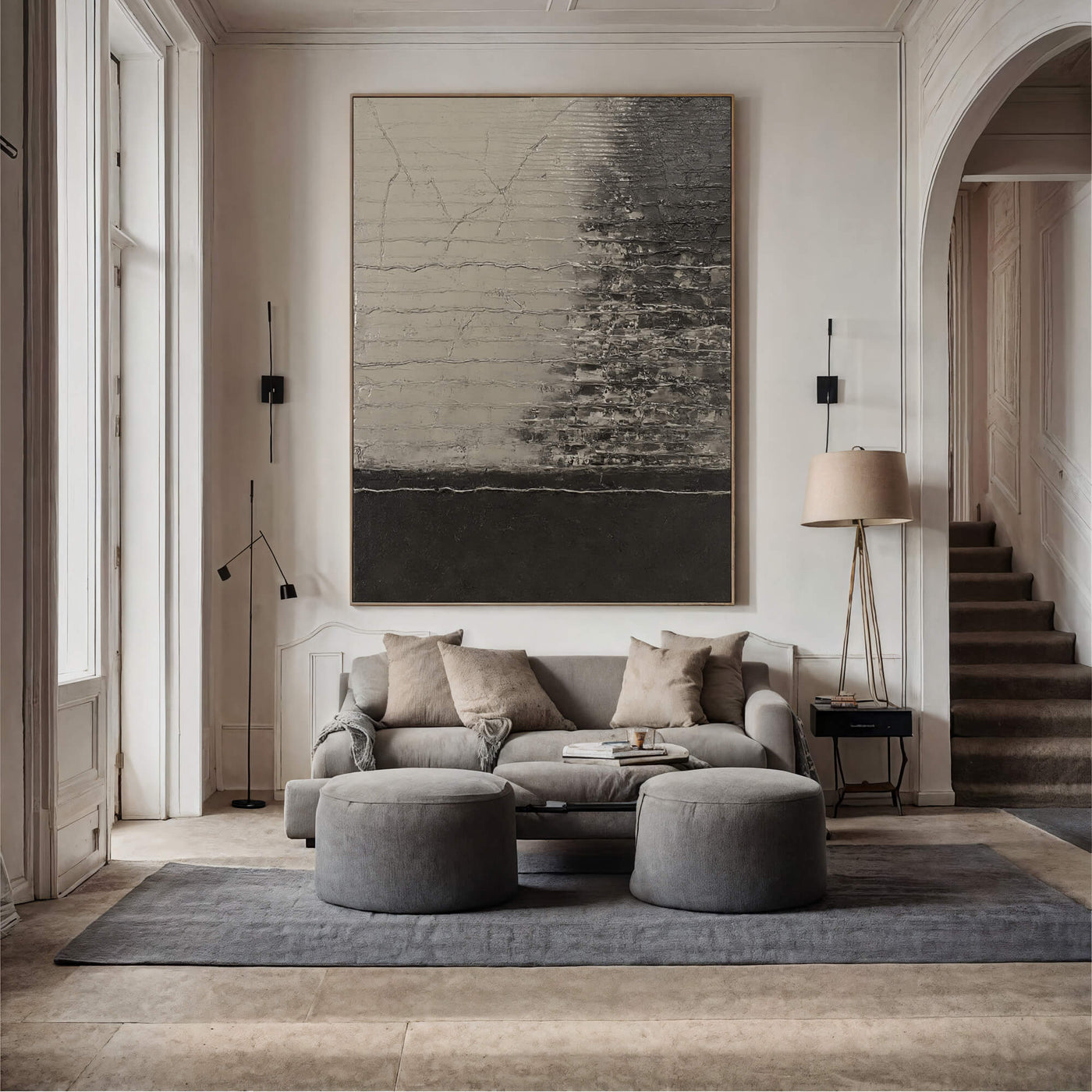 Wabi-Sabi Art | Monochrome Cracked Strata