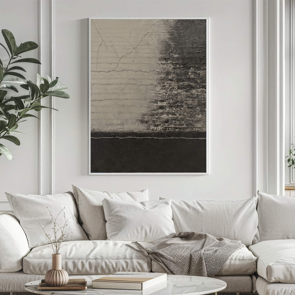 Wabi-Sabi Art | Monochrome Cracked Strata