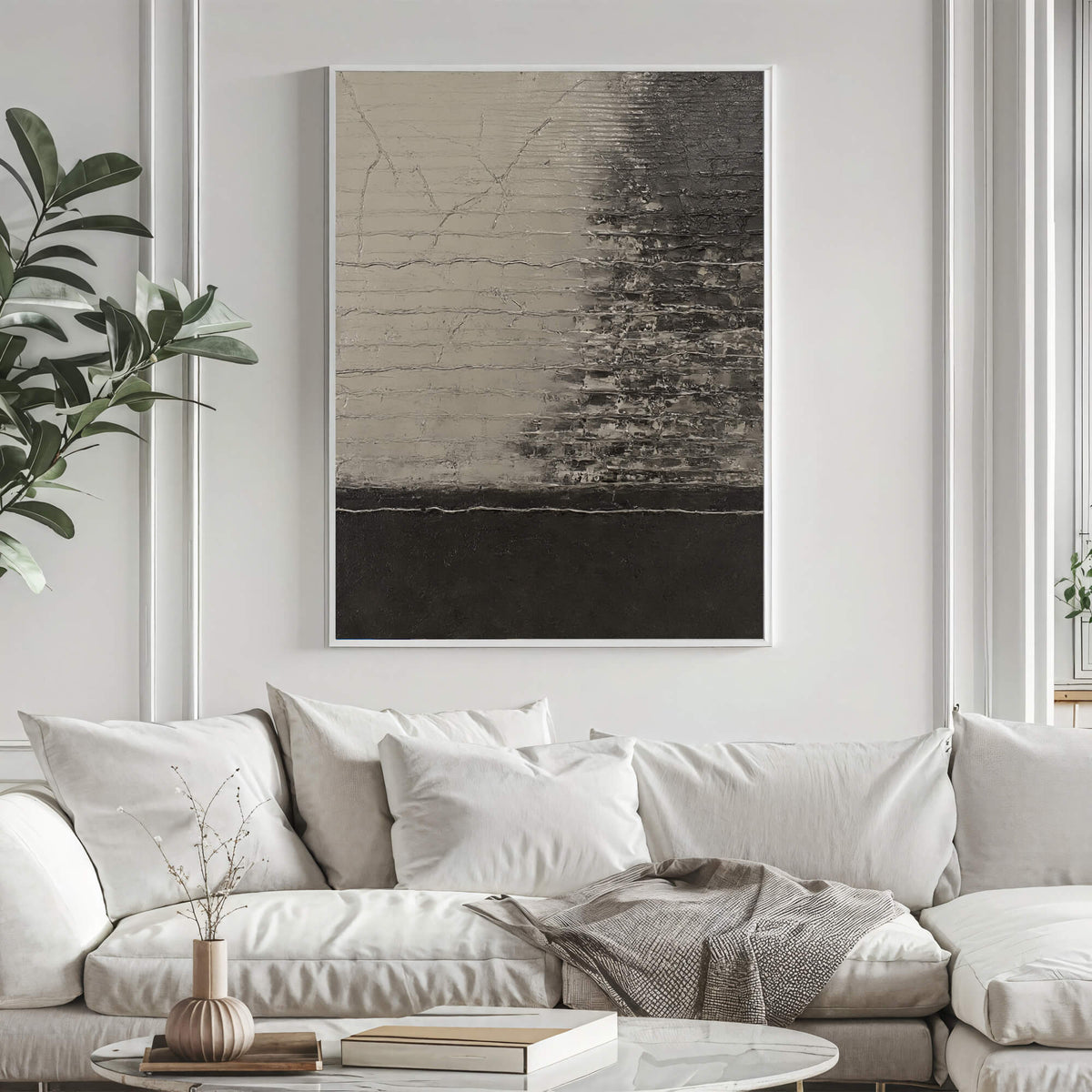 Wabi-Sabi Art | Monochrome Cracked Strata