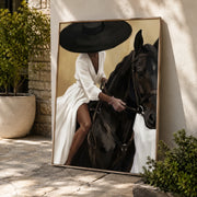 Vintage Americana Art | Hat & Dark Steed