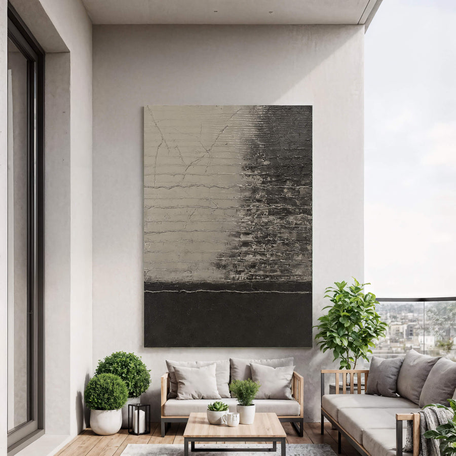 Wabi-Sabi Art | Monochrome Cracked Strata