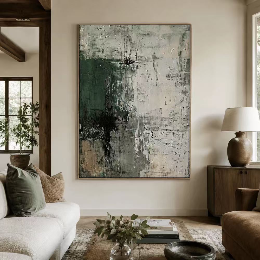 Abstract Art｜Dark Green Mottled Texture Wall Art