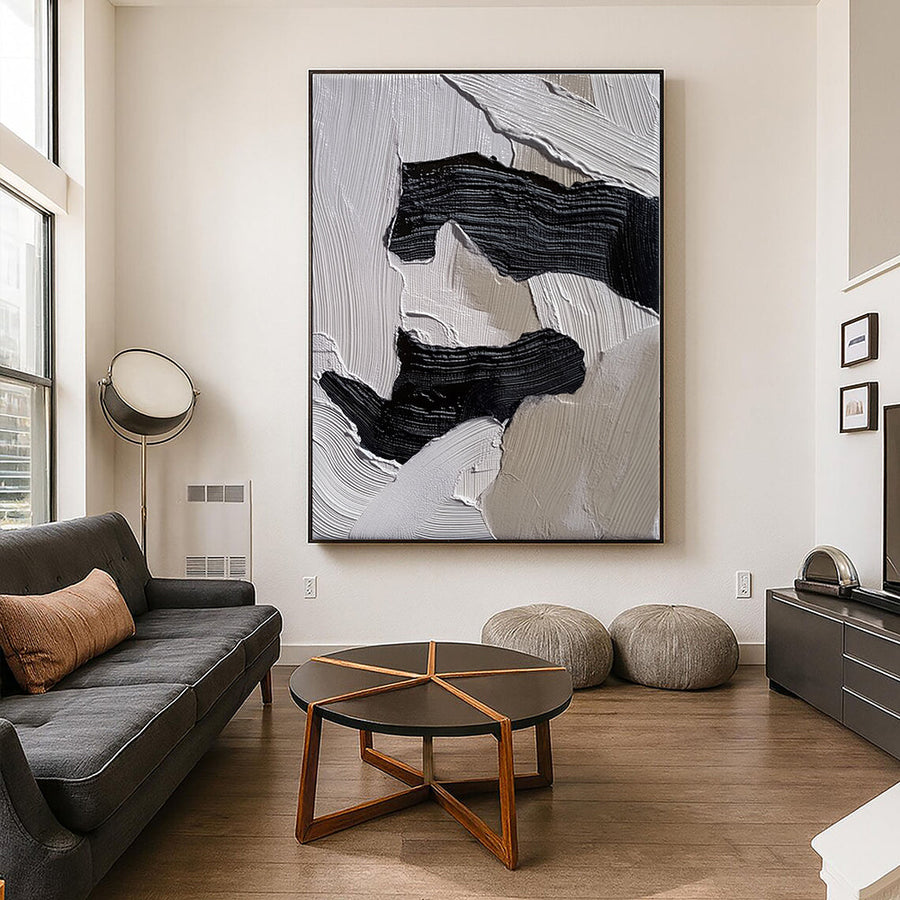 3D-Textured Art | Monochrome Wave Strokes