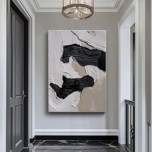 3D-Textured Art | Monochrome Wave Strokes