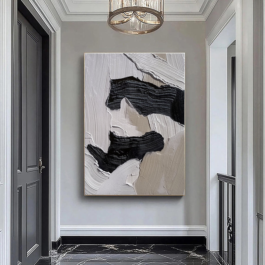 3D-Textured Art | Monochrome Wave Strokes