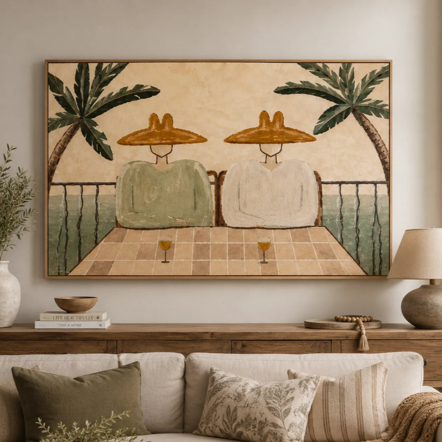 Vintage Americana Art | Ocean Balcony Toast