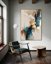 Contemporary Luxe Art | Teal Gold Kintsugi Fusion