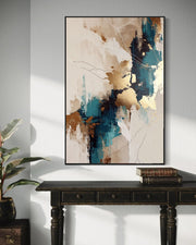 Contemporary Luxe Art | Teal Gold Kintsugi Fusion