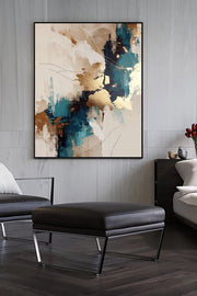 Contemporary Luxe Art | Teal Gold Kintsugi Fusion