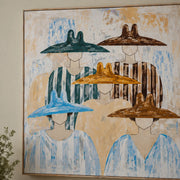 Vintage Americana Art | Five Hat Gathering
