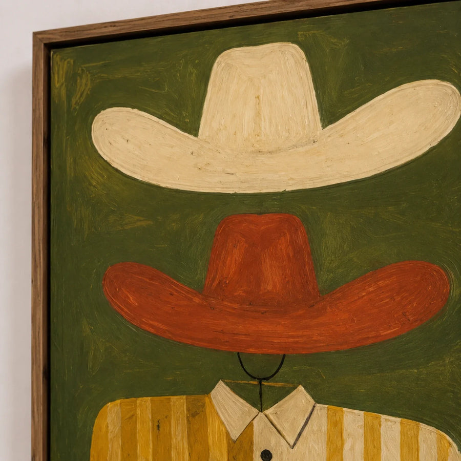 Vintage Americana Art | Dual Cowboy Hats