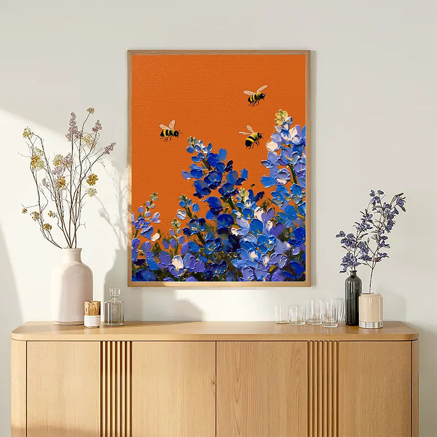 3D-Textured Art | Bluebonnet Bee Dance