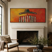 Vintage Americana Art | Sunset Sombrero Striped Silhouette