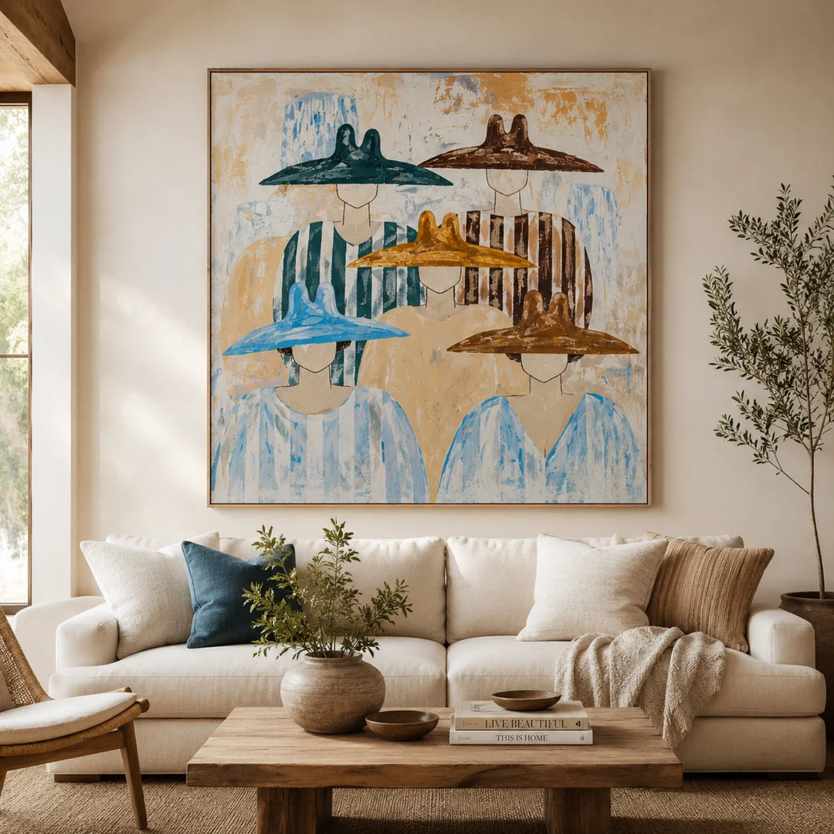 Vintage Americana Art | Five Hat Gathering