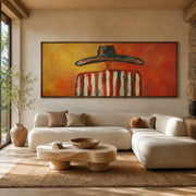 Vintage Americana Art | Sunset Sombrero Striped Silhouette