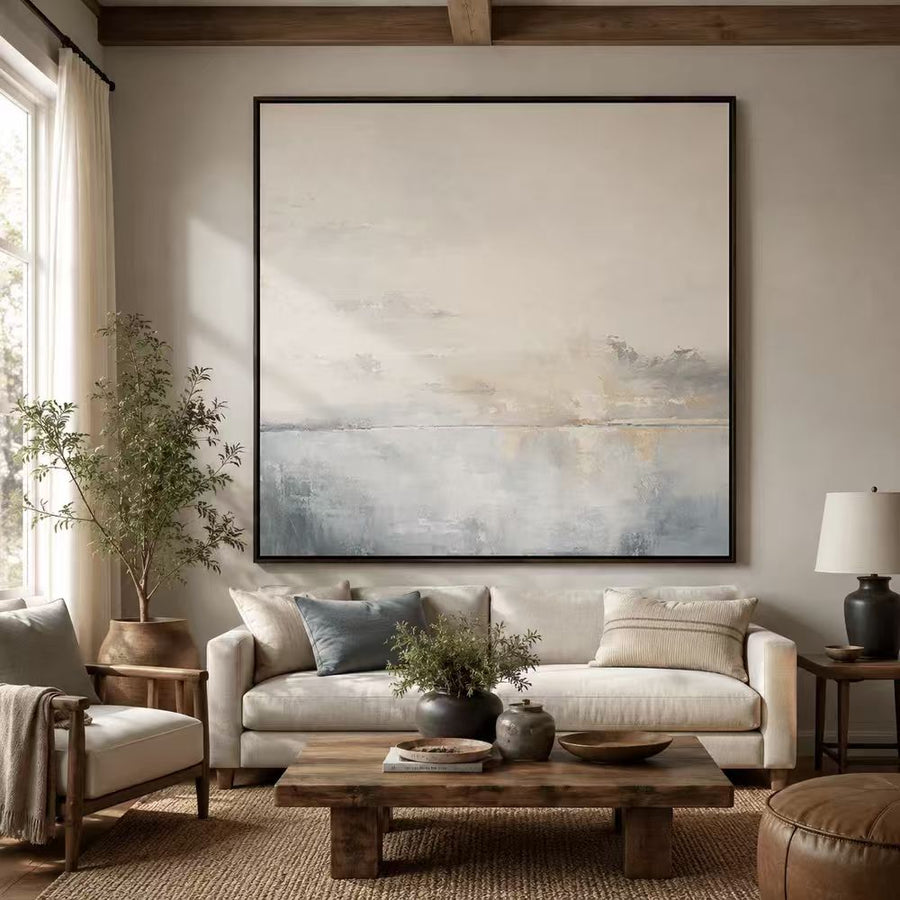 Abstract Art｜Square Hazy Abstract Seascape Wall Art
