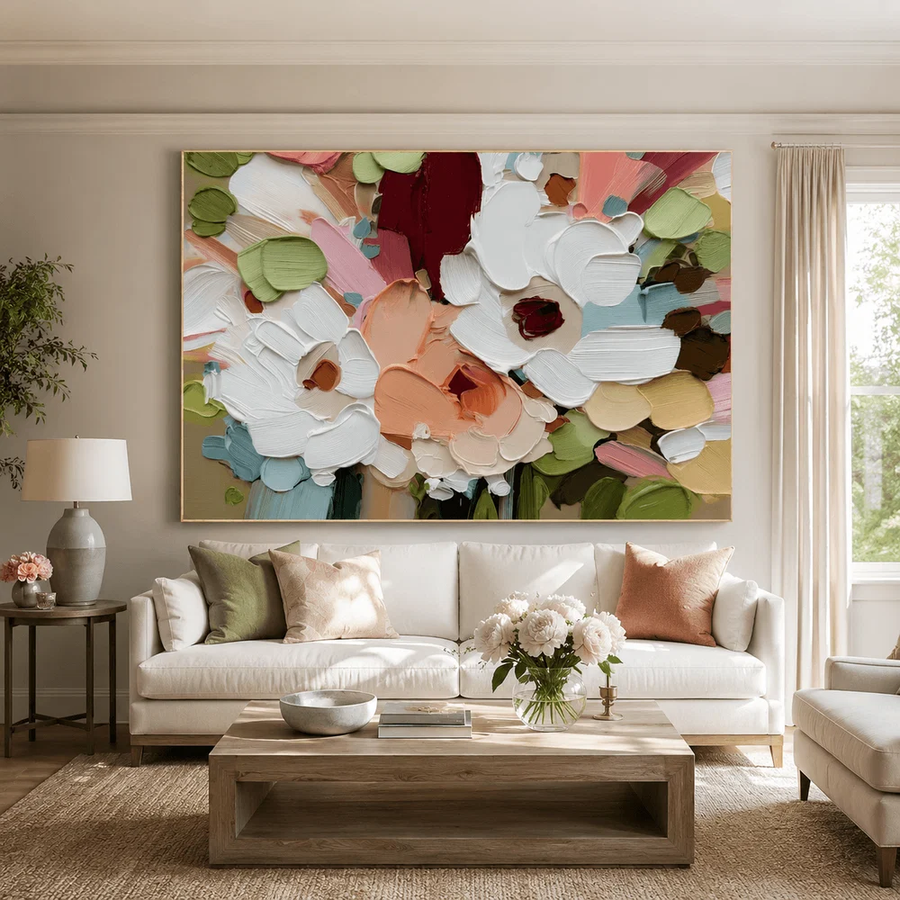 3d Textured Art｜Colorful Textured Floral Wall Painting