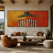 Vintage Americana Art | Sunset Sombrero Striped Silhouette