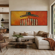 Vintage Americana Art | Sunset Sombrero Striped Silhouette