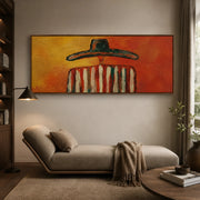 Vintage Americana Art | Sunset Sombrero Striped Silhouette