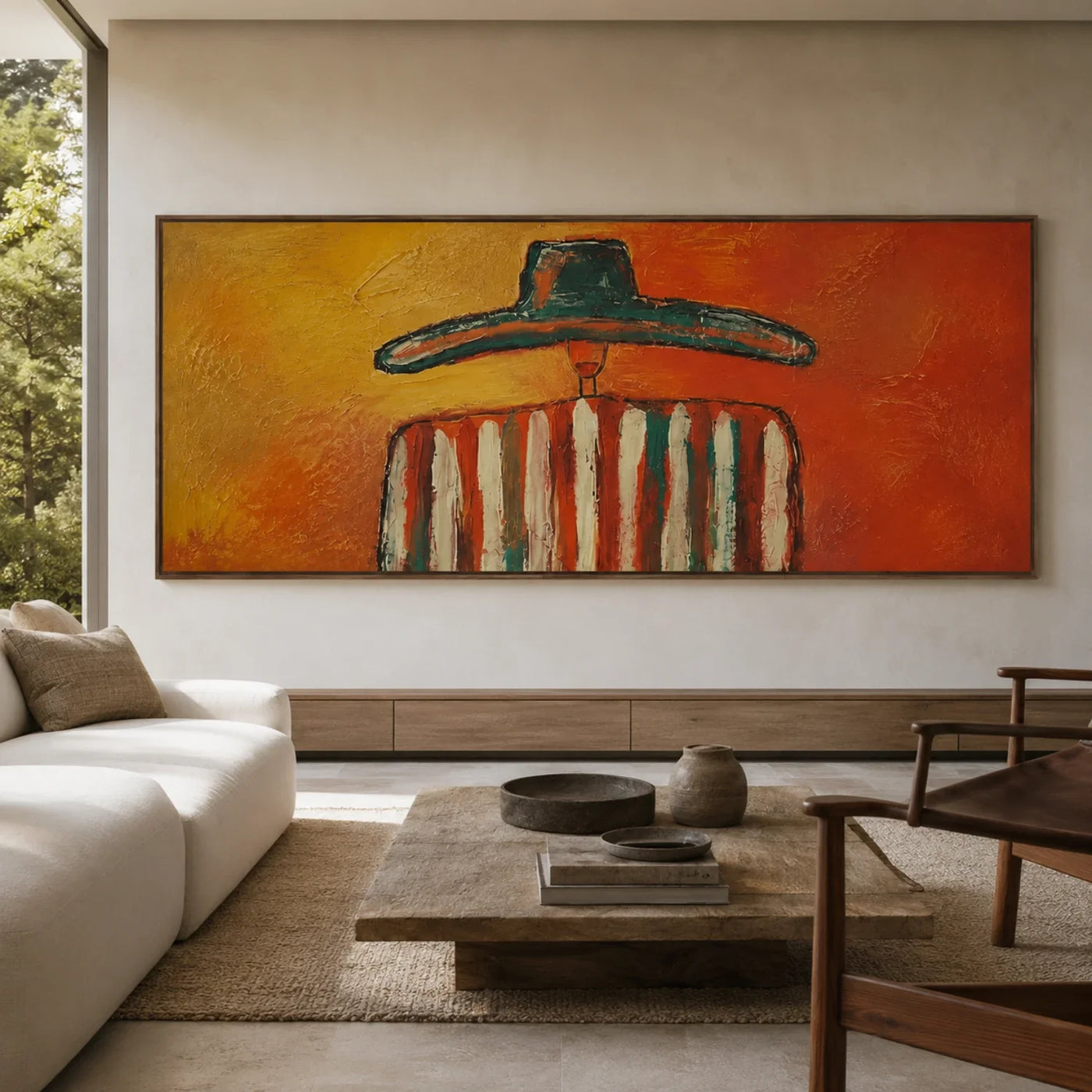 Vintage Americana Art | Sunset Sombrero Striped Silhouette