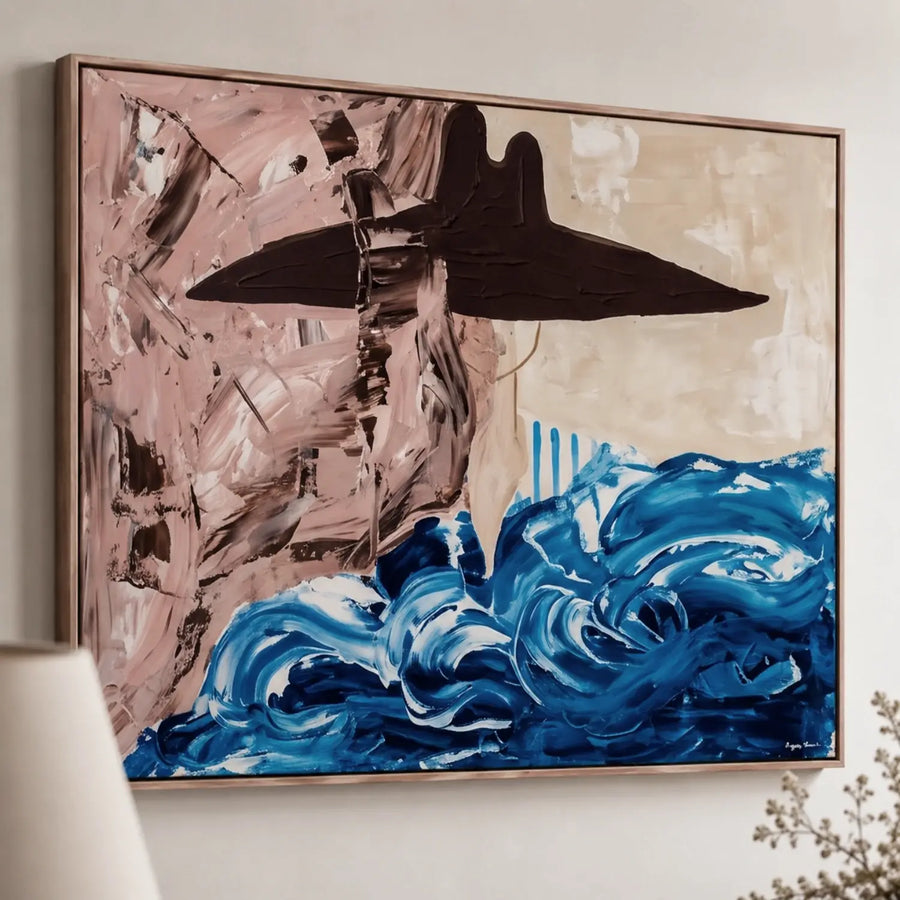 Vintage Americana Art | Wave Hat Silhouette