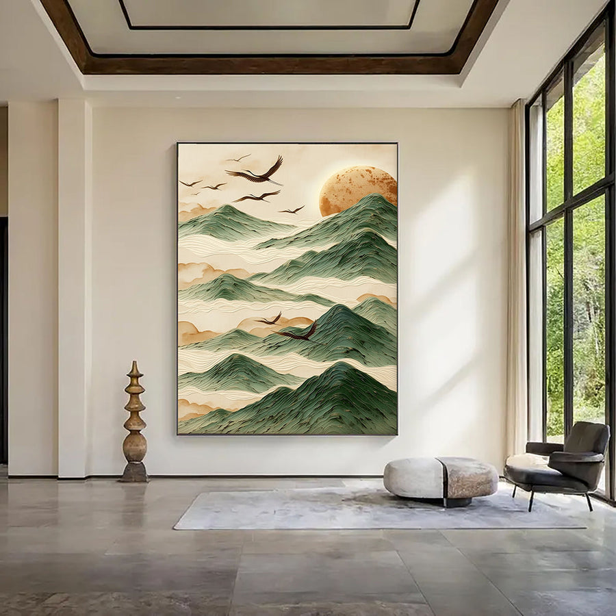 3D-Textured Art | Crane Mountain Glow