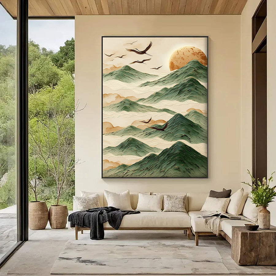 3D-Textured Art | Crane Mountain Glow