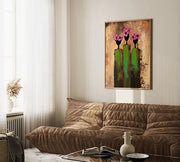 3D-Textured Art | Pink Bloom Figures