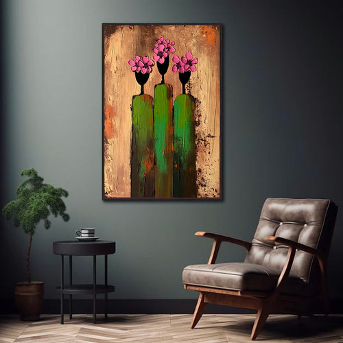 3D-Textured Art | Pink Bloom Figures