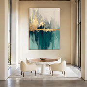 3D-Textured Art | Teal Gold Reflections