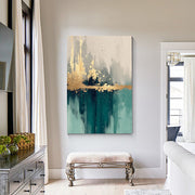 3D-Textured Art | Teal Gold Reflections