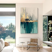 3D-Textured Art | Teal Gold Reflections