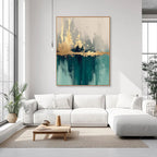3D-Textured Art | Teal Gold Reflections