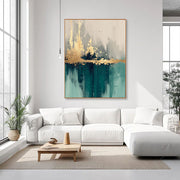 3D-Textured Art | Teal Gold Reflections