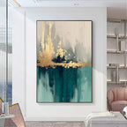 3D-Textured Art | Teal Gold Reflections