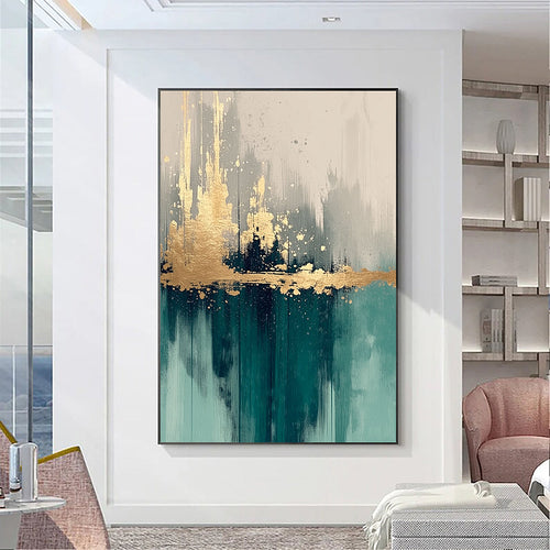 3D-Textured Art | Teal Gold Reflections