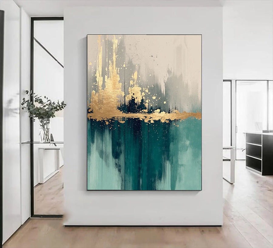 3D-Textured Art | Teal Gold Reflections