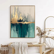 3D-Textured Art | Teal Gold Reflections