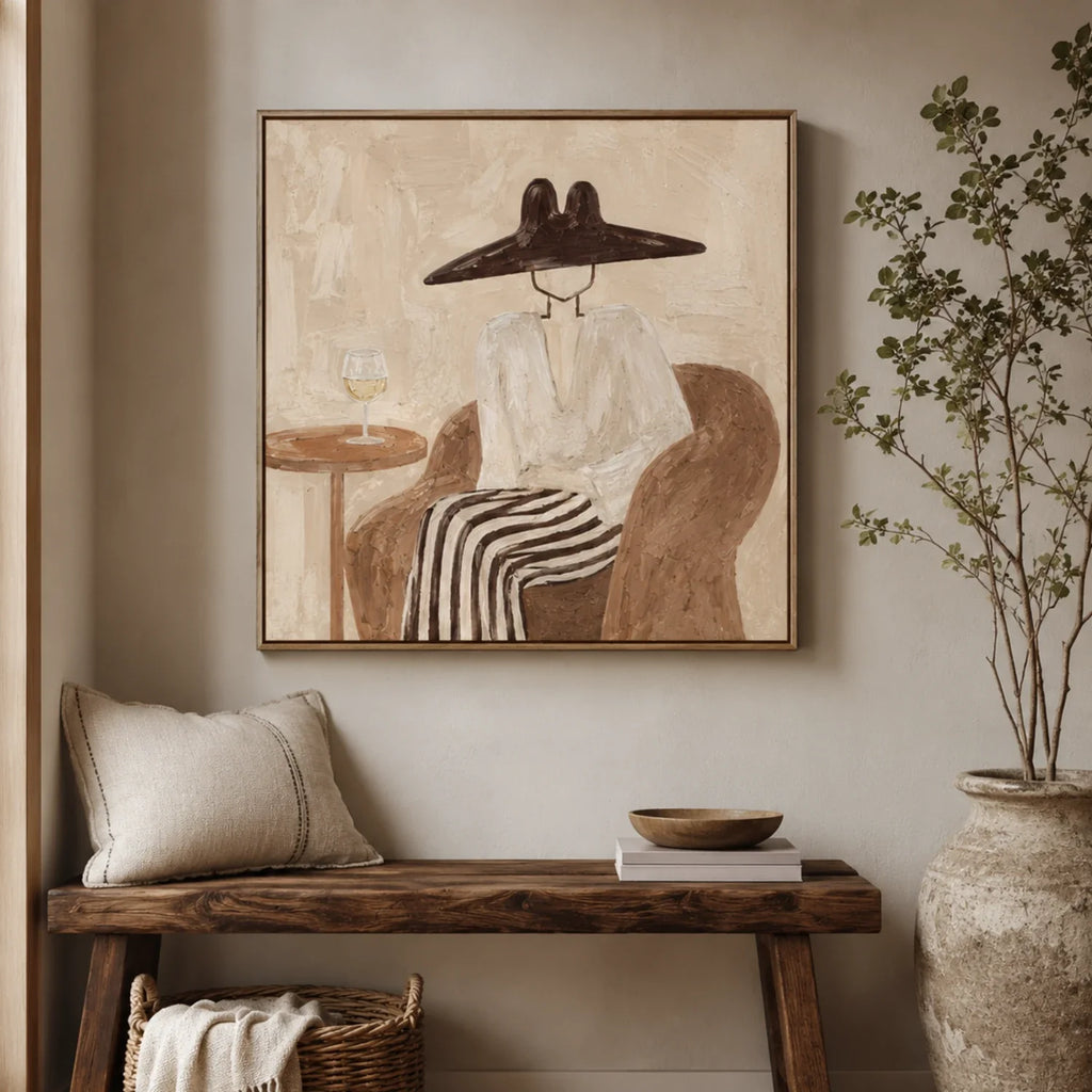 Vintage Americana Art | Hat & Wine Solitude