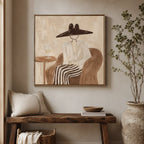 Vintage Americana Art | Hat & Wine Solitude