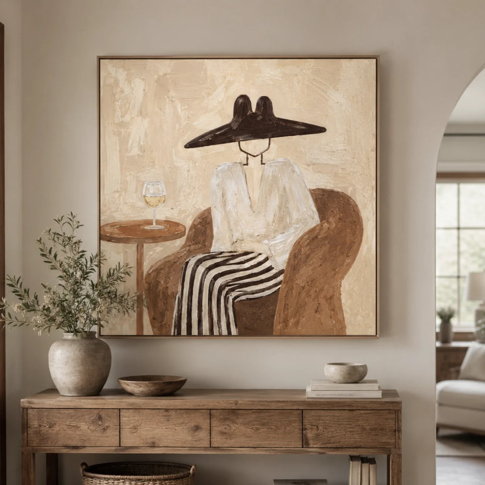 Vintage Americana Art | Hat & Wine Solitude