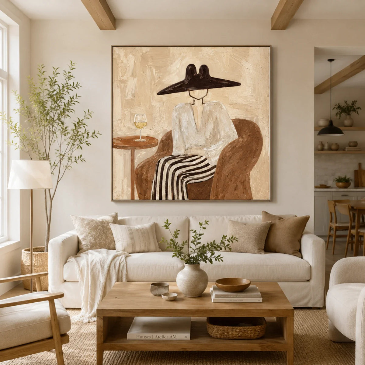 Vintage Americana Art | Hat & Wine Solitude