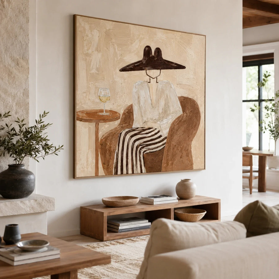 Vintage Americana Art | Hat & Wine Solitude