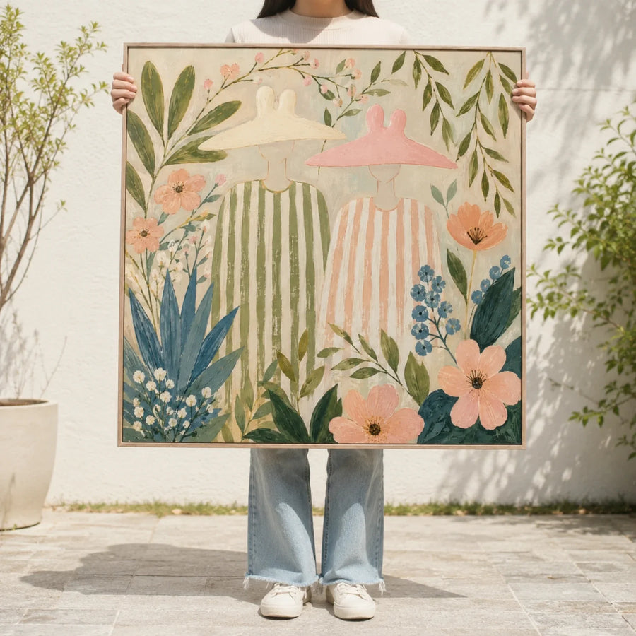 Vintage Americana Art | Blooming Hat Duo
